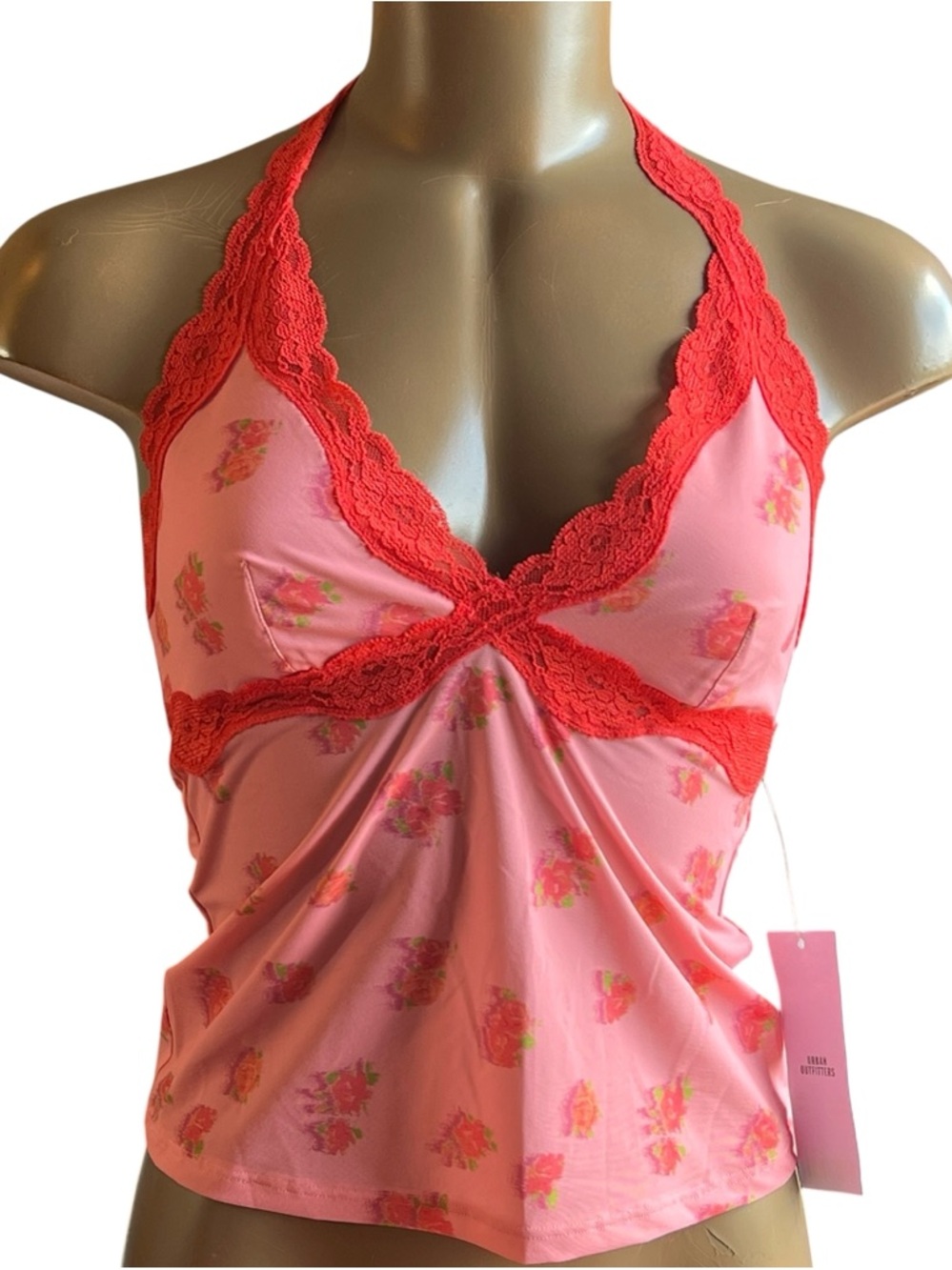 Urban Outfitters Out from Under Floral Lace Halter Top Size M Y2k Festival